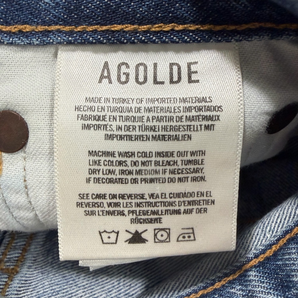 AGOLDE 90’s Mid Rise Loose Distressed Jeans Size 23 Pre-Loved 25” Inseam - Picture 4 of 7